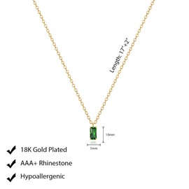 Luxval Diamond Necklaces for Women 18K Gold Plated Dainty Gold Necklace Simple Gold CZ Diamond Emerald Birthstone Choker Necklaces for Women Trendy Gold Jewelry Gifts for Women
