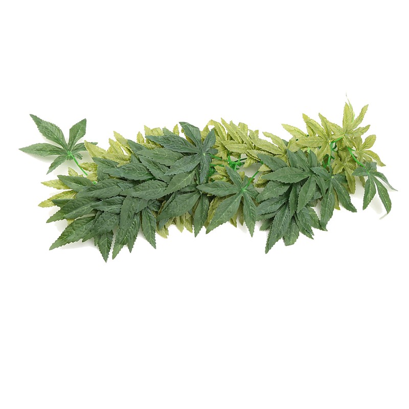 Green Artificial Plant Fake Leaves Aquarium Fish Tank Reptile Terrarium