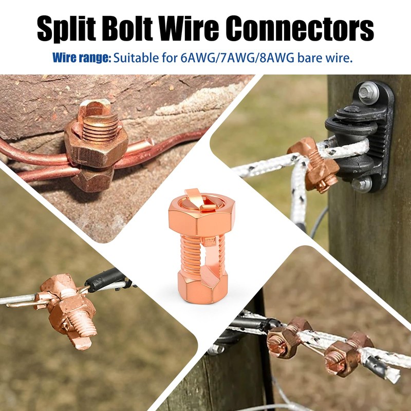 Electric Fence Split Bolt Connectors - High Strength Brass Ground