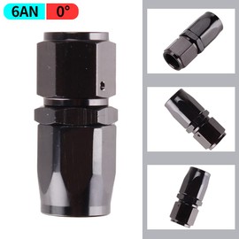 MUGE Racing Aluminum 6AN Straight Swivel Hose End Fitting for Braided CPE Fuel Hose Black (0 Degree)
