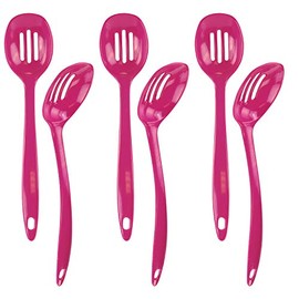 Reston Lloyd Melamine Slotted Spoon Kitchen Utensil, Premium Quality Utensil with Heat Resistant Ergonomic Handle, Durable BPA-Free Plastic, 11.5 inch long, Set of 6,