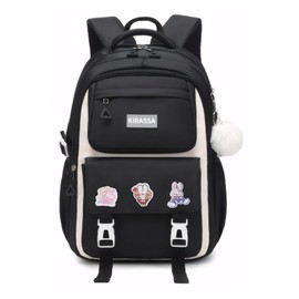 Tanou School Backpack Girls Backpack School Teenagers 22 Litre Breathable School Bag for Girls 3rd to 7th Grade, Water Resistant Nylon School Bag Kids, Kg126# Black, Rucksack
