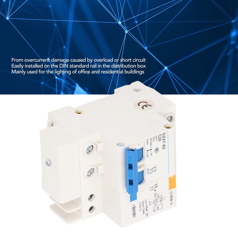 DC Miniature Circuit Breaker, 2 Pole 20 Amp 400V DZ47LE-63