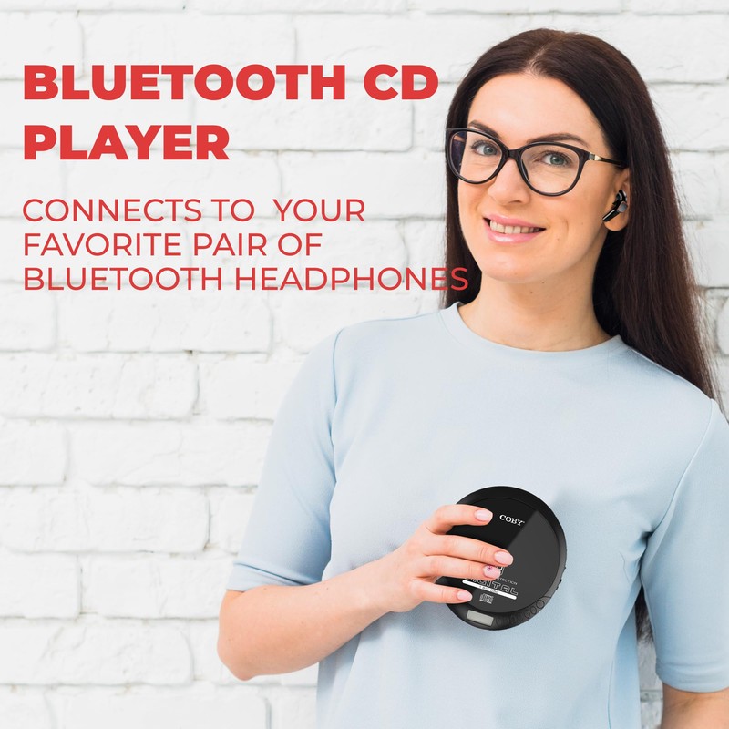 Coby CD Player Portable with Bluetooth & Wireless Earbuds, Wired