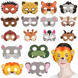 JOINPAYA 16pcs Cartoon Animal Paper Masks: Party Jungle Animal Masks Forest Cartoon Masks for Party Dress up