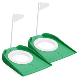 Generic 2pcs Golf Putting Disc Indoor Golf Hole Cup and Flag Golf Putting Hole Training Practice Golf Flag Accessory Golf Putting Cup with Flag Mini Golf Hole Golf Equipment Abs Green