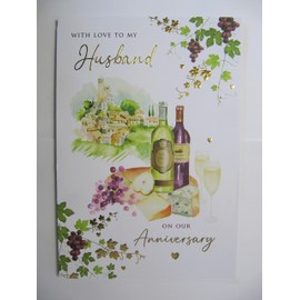 LARGE STUNNING TOP RANGE 3 PAGE LOVE TO MY HUSBAND ANNIVERSARY GREETING CARD