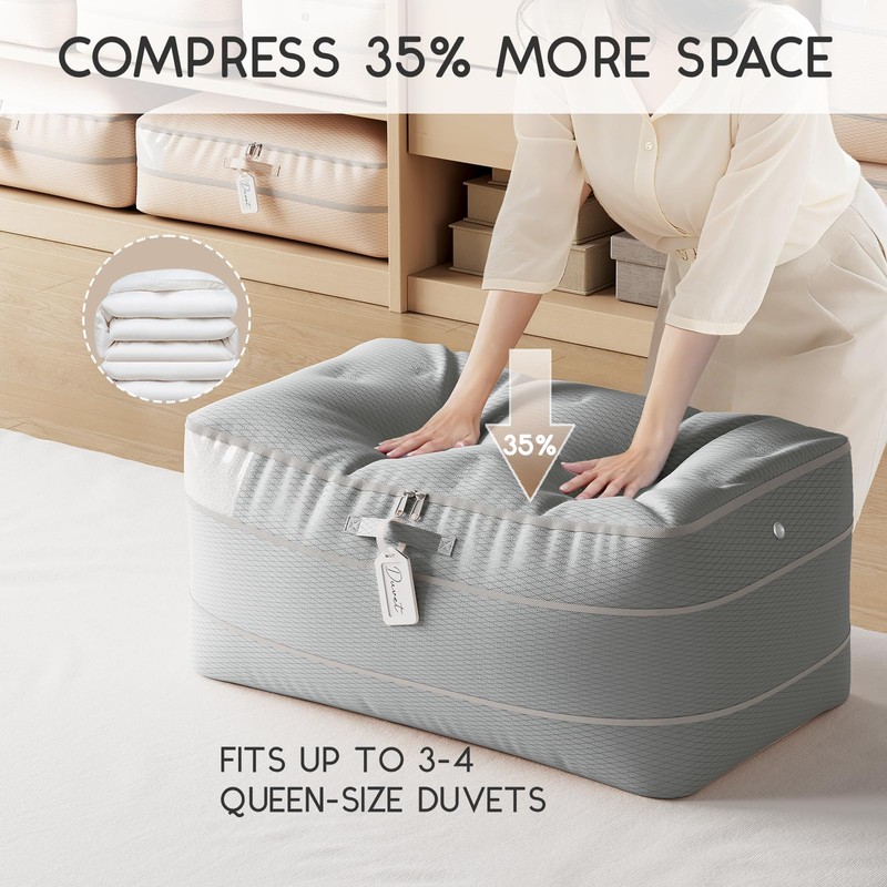 Homsorout Compression Storage Bags for Comforters - 4 Pack Long