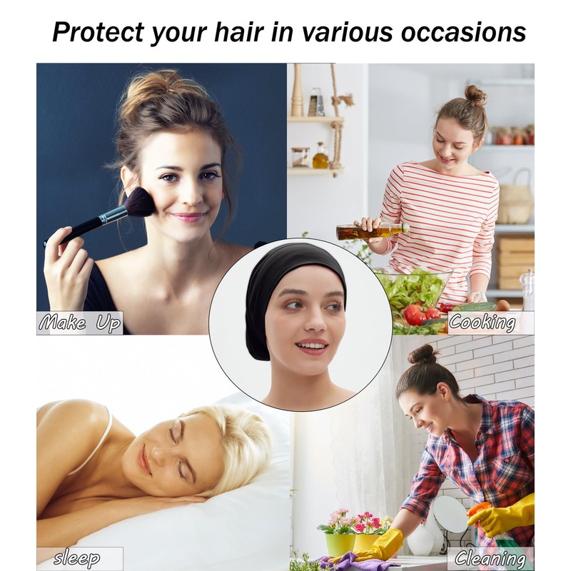 Sleep Cap Bonnet for Sleeping Black Women, Adjustable Cooling Ice