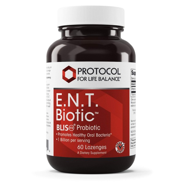 PROTOCOL FOR LIFE BALANCE - E.N.T. Biotic BLIS K12 Probiotic - Promotes Oral Bacteria, Fresher Breath, Throat Health, and Immune Response Support - 60 Lozenges