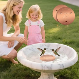 NNG 2 Pack Bird Bath Copper Disk,1mm Thick Reinforced 99.9% Pure Copper Bird Bath Purification Disk with Triple-Point Support,Physical Safe Water Cleaner for Outdoor Birdbaths Bowls,All-Season Use