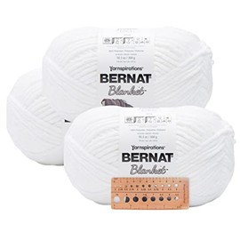 Bernat Baby Blanket - 3 Big Balls - Solid Colors - with Needle Gauge (White)