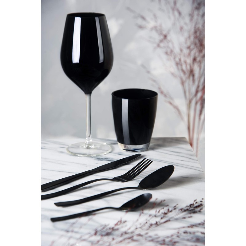 Excèlsa Happy Colour Packung mit 2 Wasser Gläser, Glas, Schwarz