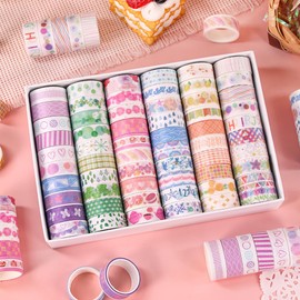 MAFELOE Washi Tape Set, 2 Meters Long 60 Rolls, Decorative Adhesive Supplies for Scrapbook, Arts & Crafts-Colorful Suit
