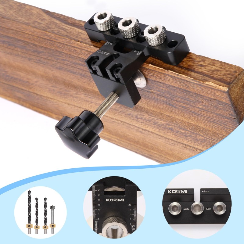 3 in 1 Dowel Jig Drill Kit Multi-Function Self Centering