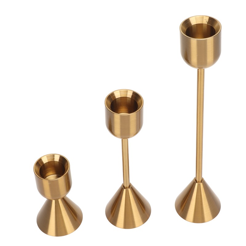 3 Pcs Candle Holders Different Heights Gold Candlestick Holders Taper