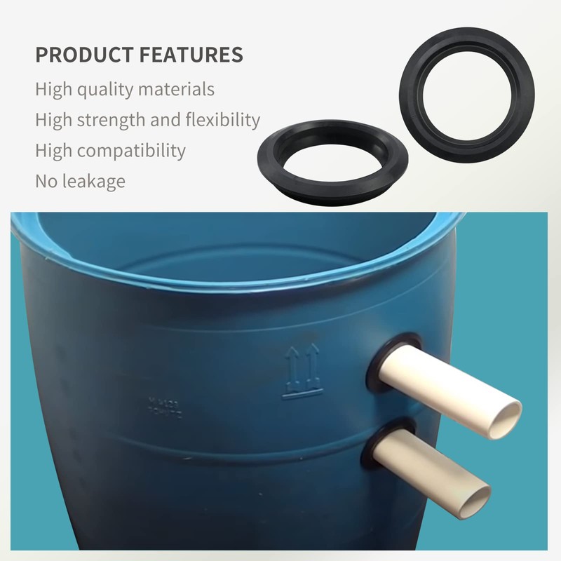 1 Pack 3" Flexible Rubber Tank Adapter (Bulkhead), Flexible Pipe-to-Tank