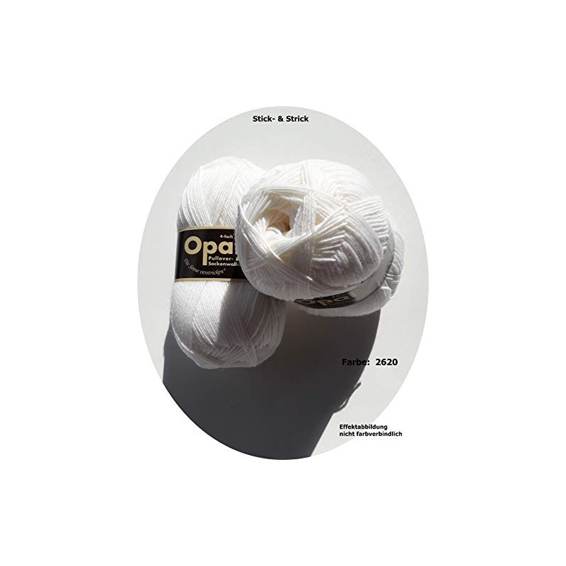Opal Plain 4-Ply – 2620 White – 100 g Sock