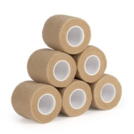 6Pcs 2”x 5 Yard Self Adhesive Bandage Wrap Breathable Self Adherent Cohesive Wrap Bandages Vet Tape for Dog Cat Athletic Elastic Cohesive Bandage Wrist Ankle Grip Cover Wrap Tape (Skin Color)