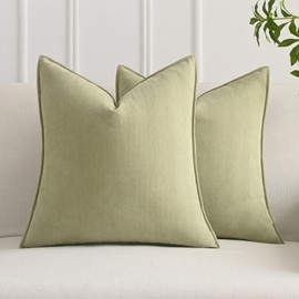Pillow Covers 45x45 cm Set of 2, Chenille Pillow Covers with Elegant Design, JOMWEN Soft and Luxurious Decorative Throw Pillows for Couch, Bed, Living Room Home (Chenille Sage Green, 45 x 45cm)