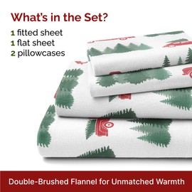 Flannel Christmas Sheets - 100% Cotton Flannel Sheets - King Size Sheets - Extra Soft & Cozy - Thick Warm Heavyweight Winter Sheets - Christmas Trucks Deep Pocket Holiday Sheets for Women, Men & Kids
