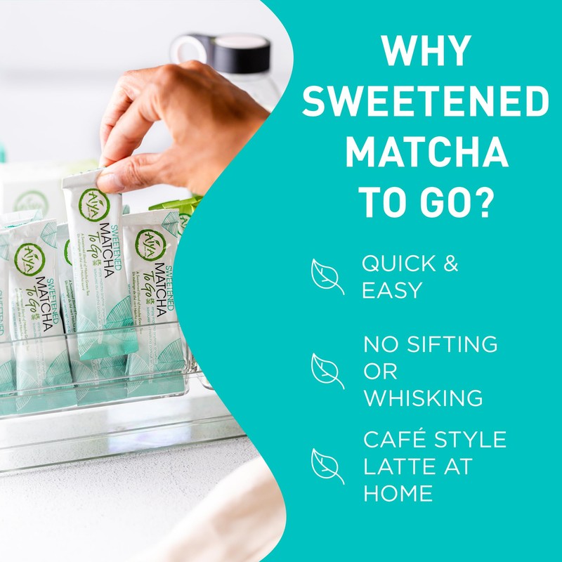 Aiya Japanese Sweetened Matcha Powder to Go Sticks - Ceremonial