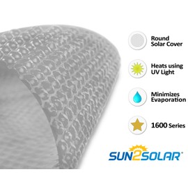 Sun2Solar Clear 18-Foot Round Solar Cover | 1600 Series | Heat Retaining Blanket for In-Ground and Above-Ground Round Swimming Pools | Use Sun to Heat Pool Water | Bubble-Side Facing Down in Pool