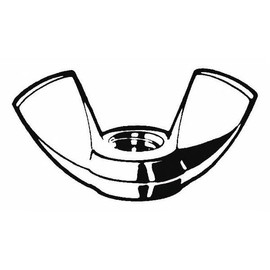 Wing Nut, 3/8"-16, Stainless Steel, Plain, 0.79 in Ht, 1.44 in Max Wing Span, 5 PK