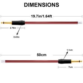 YARCHONN 6.35mm TS Plug to Bare Wire 1/4 inch Male Plug Mono Audio Pigtail Cable 1.64FT Open End, Jack Connector Adapter for Audio Equipment Speaker Microphone Cable Replacement, DJ DIY Repair (2pcs)