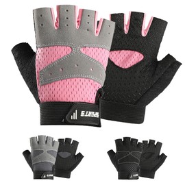 Mecmbj Children's Cycling Gloves, Riding Gloves, Ultra Thin, Non-Slip, Breathable, Fingerless Sports Gloves, for Girls and Boys Age 5-7 (Pink)
