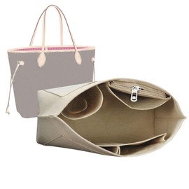 Lckaey Purse Organizer Insert for Neverfull pm mm gm Shaper felt purse insert 1079beige-S
