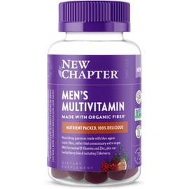 New Chapter Men’s Multivitamin Gummies, 66% Less Sugar, Men’s Gummy Vitamins with Vitamin C, D3 & Zinc, Non-GMO, Gluten Free, Berry-Citrus, 75ct