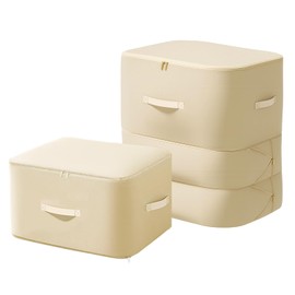 MuuXii Space Saving Self Compressing Bag, 2 PCS Space Saving Storage Bags, Suitable for Quilts, Duvets, Blankets and Heavy Heavy Clothing (Beige,52x42x60CM)