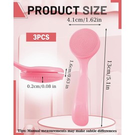 KEMUZ 3 Stück Reinigungsbürste Gesicht Gesichtsreinigungsbürsten Manuelle Silikon Gesichtsbürste Peeling Gesichtsreinigungsbürste Mit Griff Für Porenreinigen Gesicht Reinigung Für Alle Hauttypen