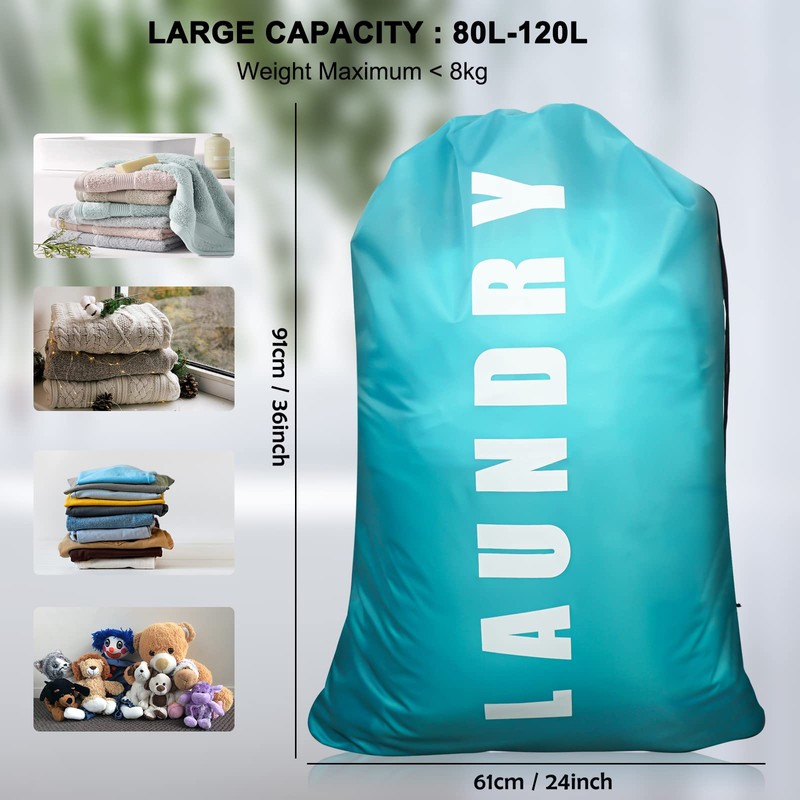 2 Pack Upgrade Extra Large Travel Laundry Bag with Drawstring，24"