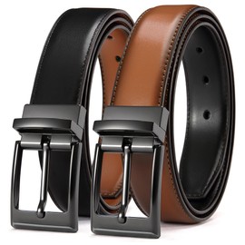 CHAOREN Mens Belt Leather 1 Piece, Reversible Belts for Men 1 1/4", Black Brown 2-Sided for Dress Suit and Casual Jeans