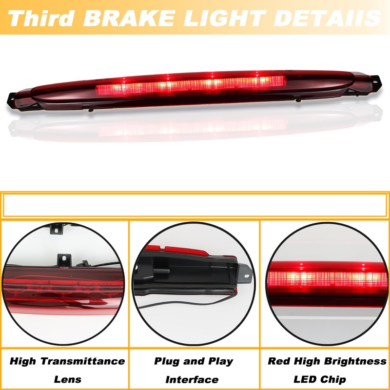 KEEGTBOX High Mount Stop Light LED Third Brake Light Fit