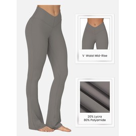 Sunzel Mini Flare Leggings for Women V Crossover Mid Rise Workout Flared Yoga Pants with Tummy Control and Wide Leg 30" Charcoal Gray Medium