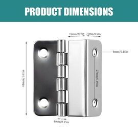 2PCS Three Fold Hinge, Retro Blinds Hidden Half Surface Decorative Chest Hinges Hardware Fittings for Doors Cabinets Furniture, Silver