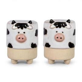 The Bridge Collection Ceramic Cow Salt and Pepper Shakers-Farmhouse Style Dining Room Decor for Country Homes