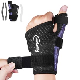 Kenspeed Thumb Brace Right Hand & Left with Wrist Support Finger Splints Thumb Stabilizer, Thumb Spica Splint Right Hand for Dequervain's Tenosynovitis, Tendonitis, Arthritis(Purple-Left, S)