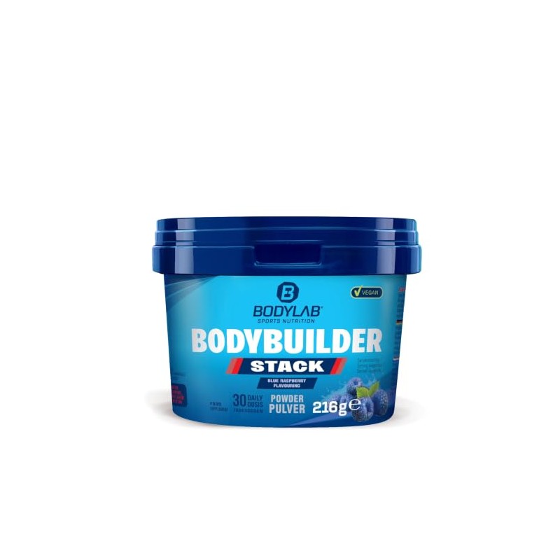 Bodylab24 Bodybuilder Stack Powder Blue Raspberry 216 g, a Vitamin