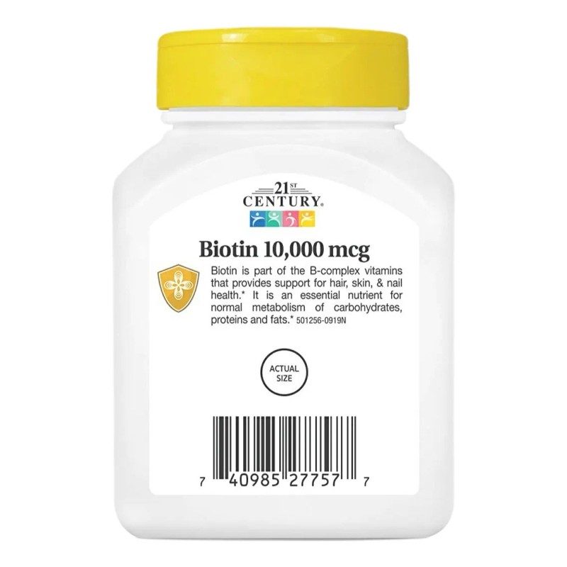 21st Century Biotina Premium + Calcio Cabello Uñas 10,000mcg 120