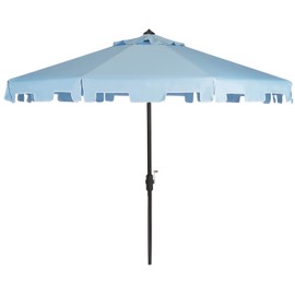Safavieh PAT8100D Outdoor Collection PAT8100 Umbrella, Baby Blue/White