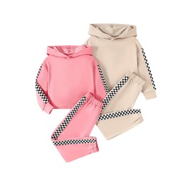 Jolyshlid 4 Pieces Girls Active Hoodies Long Sleeve Crop Hooded Top and Jogging Sweat Pants Set 11-12Y