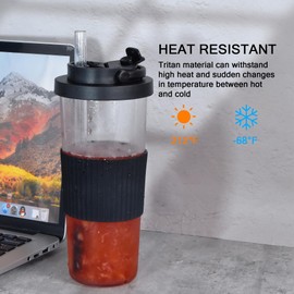 sweet grain Reusable Boba Tumbler - 30oz Tritan Iced Coffee Cup with Lid and Straw, BPA Free Leakproof Bubble/Boba Tea Cups with Carry Handle - Black