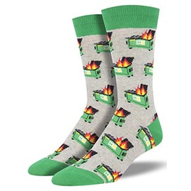 Socksmith Dumpster Fire Gray Heather 10-13 (Men's Shoe Size 7-12.5)
