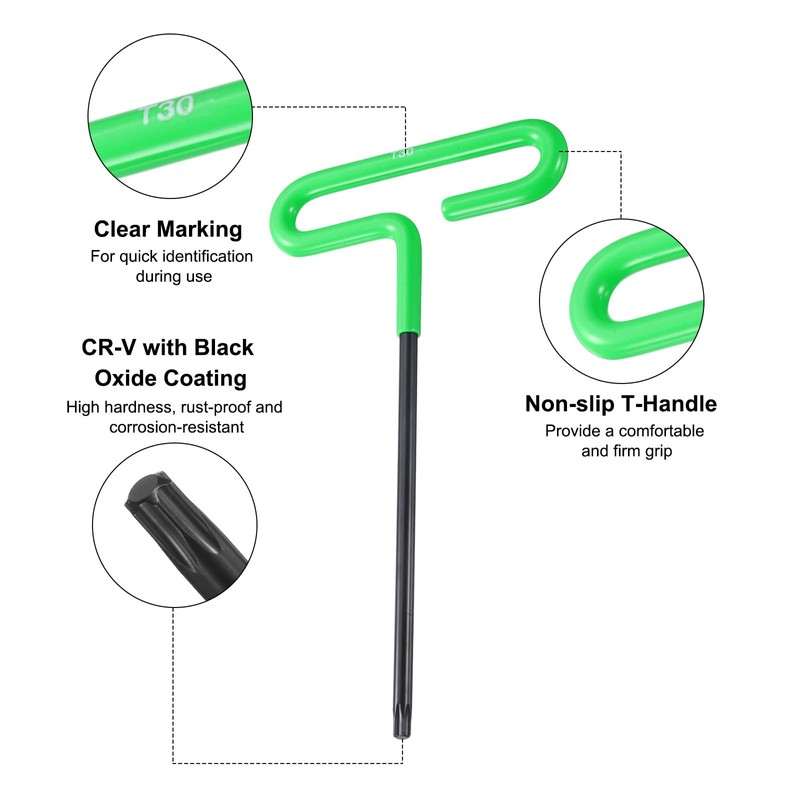 sourcing map T Handle Hex Key Wrench T30 Torx Star