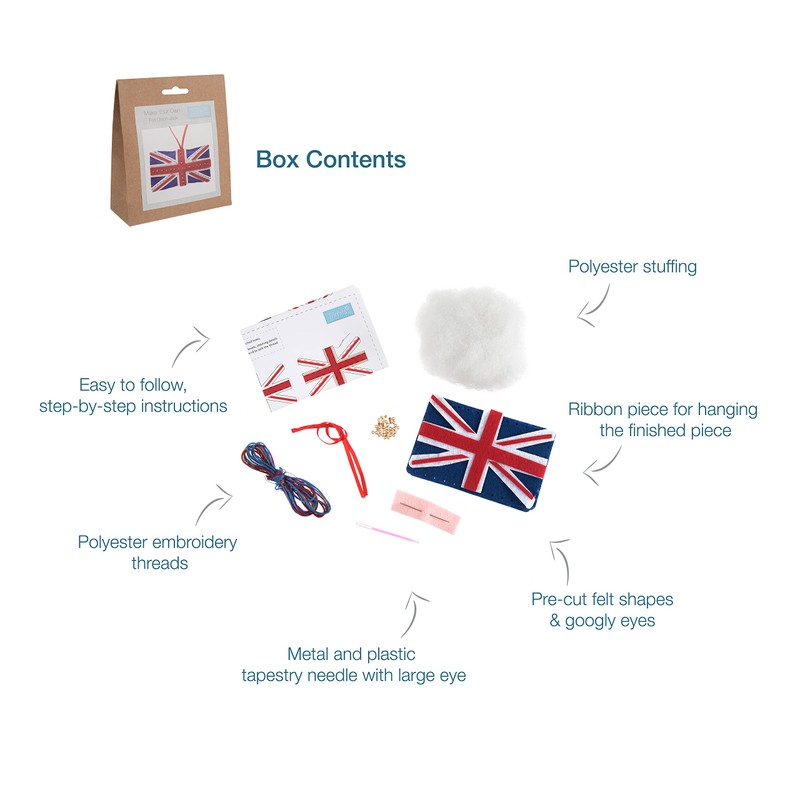 Trimits Felt Decoration Kits, 14.5 x 8.5cm, Union Jack