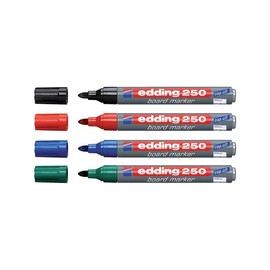 edding 250 Whiteboardmarker Set - bunte Farben - 4 Whiteboard Stifte - Rundspitze 1,5-3 mm - Boardmarker abwischbar - für Whiteboard, Flipchart, Magnettafel, Memoboard - Sketchnotes - nachfüllbar